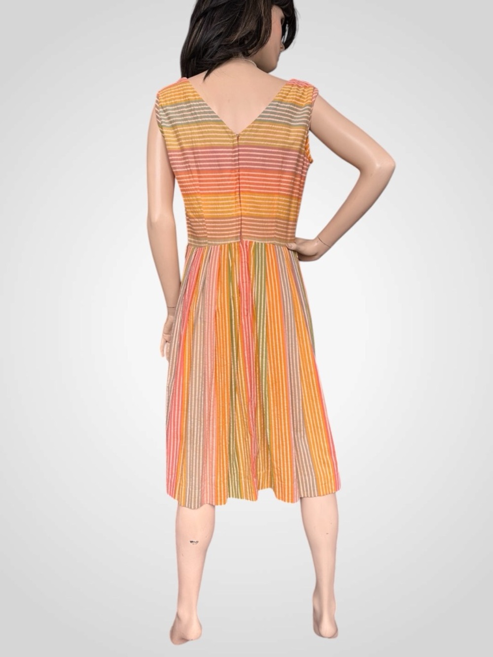 Vintage 1950s Seersucker Dress, S/M - Picture 3 of 9